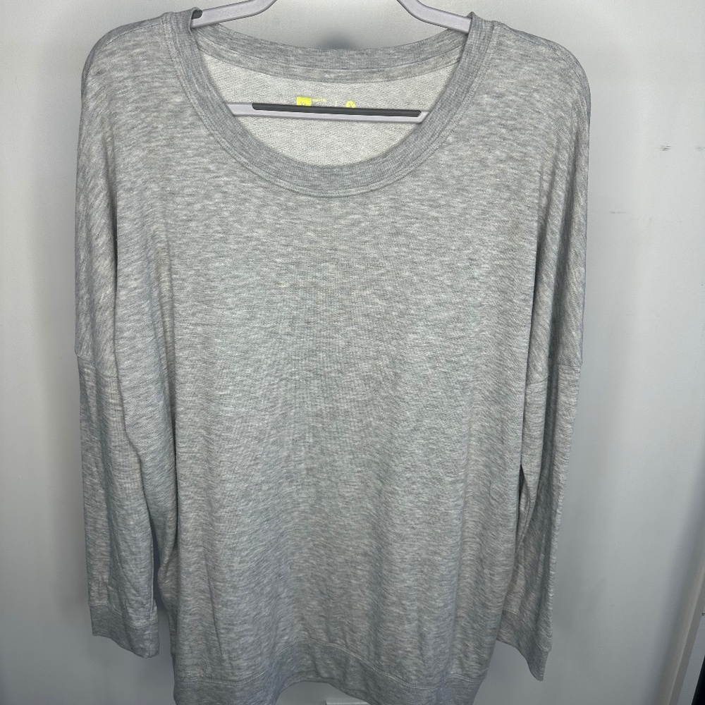 Xersion Grey Oversized Long Sleeve Top-Size XL